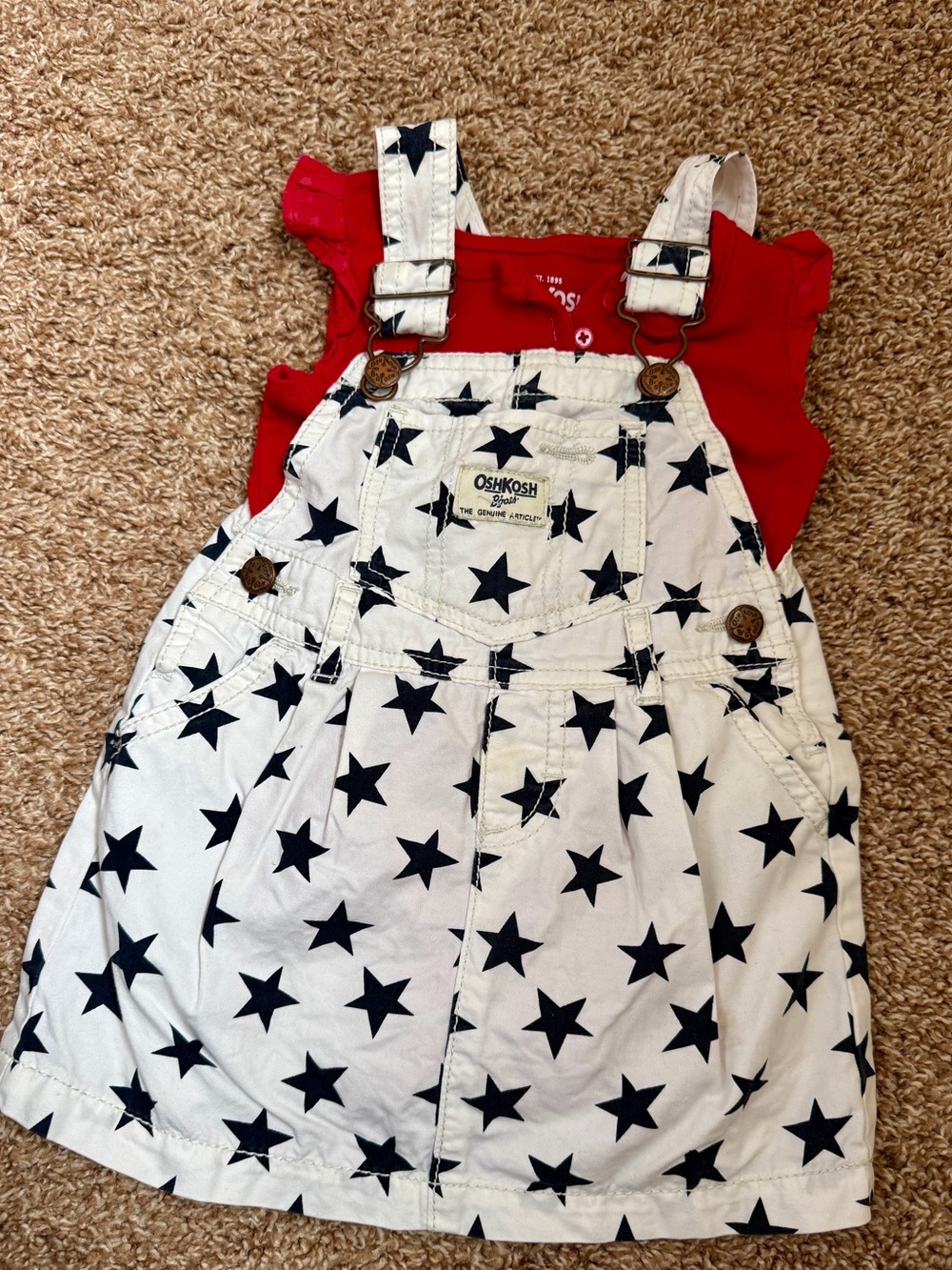 Osh Kosh Star Overalls Jumper Dress Set